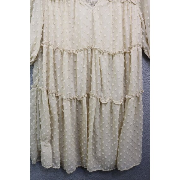 Ces Femme Swiss Dot Tiered Sheer Dress-Lined-Size Large-Cottagecore-BOHO - Picture 2 of 11